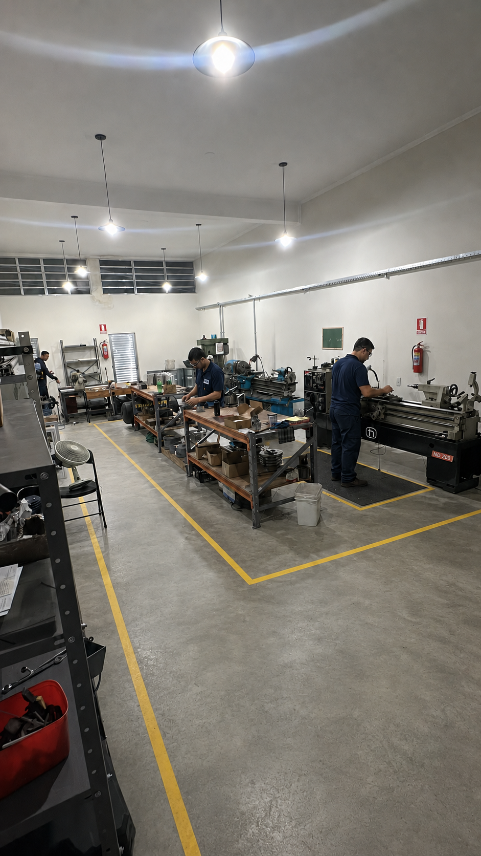 Equipe da AG TECH trabalhando na oficina de usinagem em São Mateus, São Paulo/SP